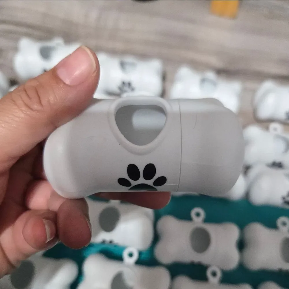 Bone shape with paw doggy poop bag dispenser